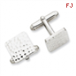 Sterling Silver Diamond-cut Square Cuff Links