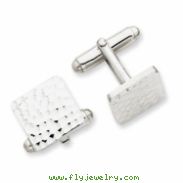 Sterling Silver Diamond-cut Square Cuff Links