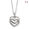 Sterling Silver Diamond Mystique 18in Dangle Heart Necklace