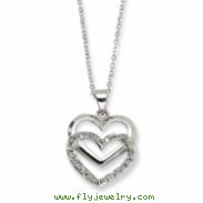 Sterling Silver Diamond Mystique 18in Dangle Heart Necklace