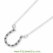 Sterling Silver Diamond Mystique B & W Dia. 18in Cross Necklace