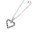 Sterling Silver Diamond Mystique B & W Dia. 18in Heart Necklace