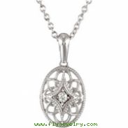 Sterling Silver Diamond Necklace 18 Inch