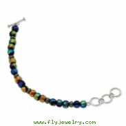 Sterling Silver Dichroic Glass Beaded 8in Toggle Bracelet