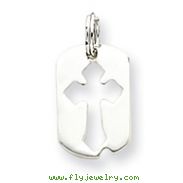 Sterling Silver Dog Tag Cross Charm