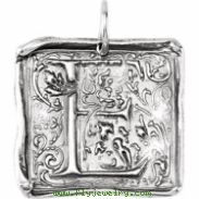 Sterling Silver E Polished POSH VINTAGE INITIAL PENDANT