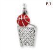 Sterling Silver Enamel Basketball & Hoop Charm