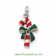 Sterling Silver Enamel Candy Cane Charm