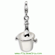 Sterling Silver Enamel Champagne Bottle In Ice Bucket With Lobster Charm