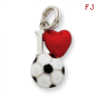 Sterling Silver Enamel I Heart Soccer Ball Charm