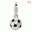 Sterling Silver Enamel Miniature Soccer Ball With Fancy Lobster With Lobster Clasp Charm