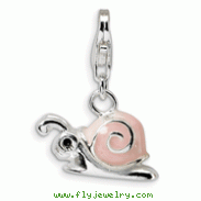 Sterling Silver Enamel Pink Snail With Lobster Clasp Charm