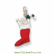 Sterling Silver Enamel Stocking Charm