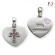 Sterling Silver Enameled & CZ Heart Cross Charm