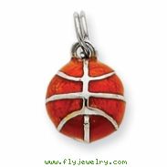 Sterling Silver Enameled Basketball Charm