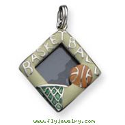 Sterling Silver Enameled Basketball Picture Frame Charm