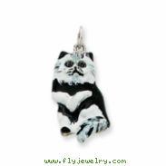 Sterling Silver Enameled Black & White Cat Charm