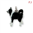 Sterling Silver Enameled Border Collie Dog Charm