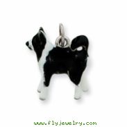 Sterling Silver Enameled Border Collie Dog Charm