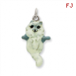 Sterling Silver Enameled Cat Hanging Charm