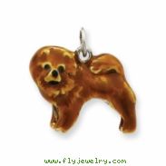 Sterling Silver Enameled Chow Dog Charm