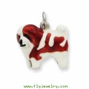 Sterling Silver Enameled Coton De Tulear Charm