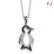 Sterling Silver Enameled CZ Penguin 18in Necklace chain