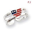 Sterling Silver Enameled Flag Heart Toe Ring