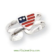 Sterling Silver Enameled Flag Heart Toe Ring