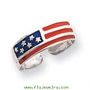 Sterling Silver Enameled Flag Toe Ring