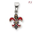 Sterling Silver Enameled Fleur de Lis Pendant