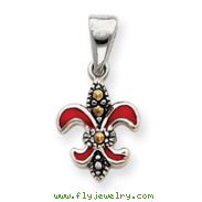 Sterling Silver Enameled Fleur de Lis Pendant