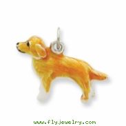 Sterling Silver Enameled Golden Retriever Charm