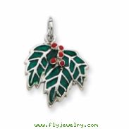 Sterling Silver Enameled Holly Charm