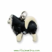 Sterling Silver Enameled Husky Dog Charm