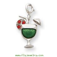 Sterling Silver Enameled Martini Glass Charm