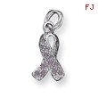 Sterling Silver Enameled Pink Ribbon Charm