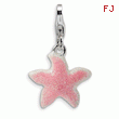 Sterling Silver Enameled Pink Sparkle Starfish With Lobster Clasp Charm