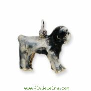 Sterling Silver Enameled Sheep Dog Charm