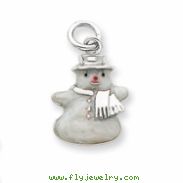 Sterling Silver Enameled Snowman Charm