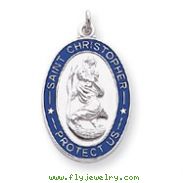 Sterling Silver Enameled St. Christopher Medal