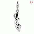 Sterling Silver Enameled Sword With Lobster Clasp Charm