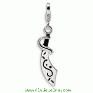 Sterling Silver Enameled Sword With Lobster Clasp Charm