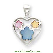 Sterling Silver Eneameled Heart Pendant