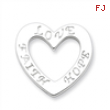 Sterling Silver Faith, Hope, and Love Heart Pendant