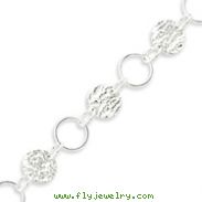 Sterling Silver Fancy Circle Bracelet