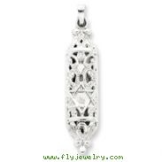 Sterling Silver Fancy Mezuzah Pendant