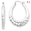 Sterling Silver Fancy Oval Hoop Earrings