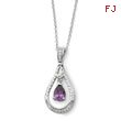 Sterling Silver February Cubic Zirconia Stone Never Forget Tear 18