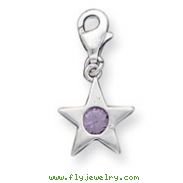 Sterling Silver February CZ Birthstone Star Charm